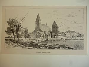 Orig. Holzstich - Grimmen (an der Trebel).