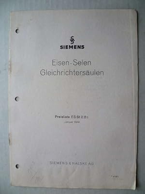 Eisen-Selen Gleichrichtersäulen. Preisliste ES St 2/2c.