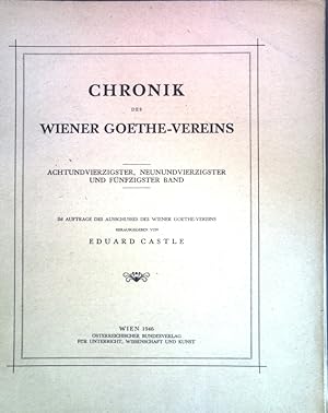 Seller image for Zwlf Bildnisse von Bekannten Geothes aus Lavaters Physiognomischem Kabinett; in: Chronik des Wiener Goethe-Vereins 48., 49. und 50. Band; for sale by books4less (Versandantiquariat Petra Gros GmbH & Co. KG)