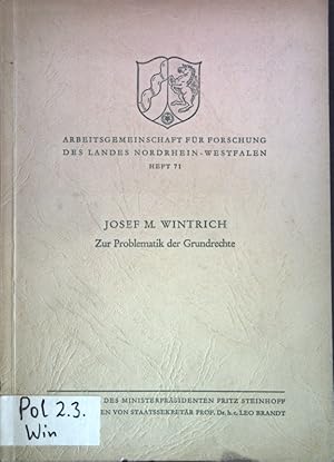 Imagen del vendedor de Zur Problematik der Grundrechte; Arbeitsgemeinschaft fr Forschung des Landes Nordrhein-Westfalen, Geisteswissenschaften, Heft 71; a la venta por books4less (Versandantiquariat Petra Gros GmbH & Co. KG)