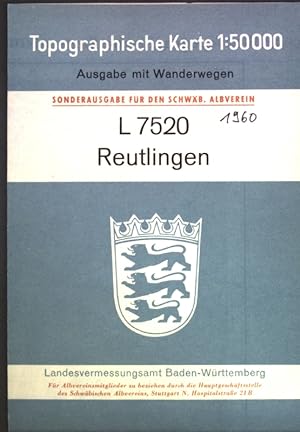 Bild des Verkufers fr Reutlingen: Topographische Karte 1:50000, Ausgabe mit Wanderwegen, L 7520; zum Verkauf von books4less (Versandantiquariat Petra Gros GmbH & Co. KG)