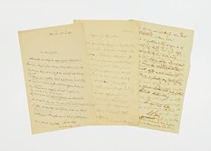Bild des Verkufers fr 3 eigenh. Briefe m. Unterschrift. zum Verkauf von Versandantiquariat Wolfgang Friebes