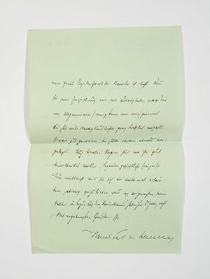 Image du vendeur pour Eigenh. Brief m. Unterschrift. mis en vente par Versandantiquariat Wolfgang Friebes