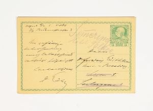 Seller image for Eigenh. Postkarte m. Unterschrift. for sale by Versandantiquariat Wolfgang Friebes