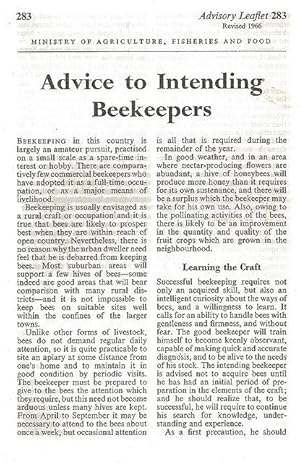 Advice to Intending Beekeepers. Advisory Leaflet 283.