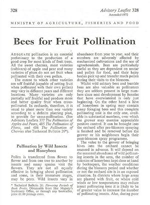 Bees for Fruit Pollination. Advisory Leaflet 328.