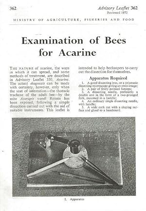 Examination of Bees for Acarine. Advisory Leaflet 362.
