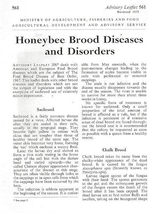 Honeybee Brood Diseases and Disorders. Advisory Leaflet 561.