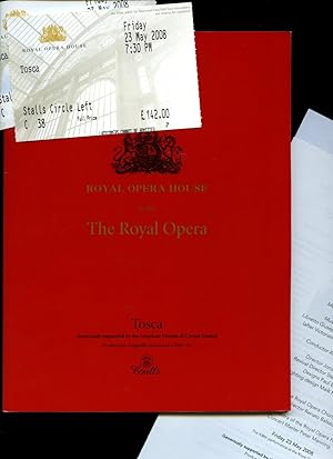Bild des Verkufers fr Tosca: Souvenir Concert Programme Performed at Royal Opera House, Covent Garden, London + Orchestra Stalls Tickets + Flyer zum Verkauf von Little Stour Books PBFA Member