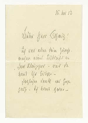 Imagen del vendedor de Eigenh. Brief mit U. (Bleistift). a la venta por Eberhard Kstler Autographen&Bcher oHG