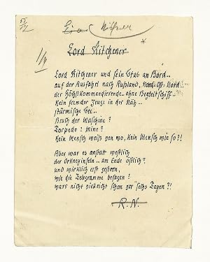 Imagen del vendedor de Eigenh. Gedichtmanuskript mit U. "R. N.". a la venta por Eberhard Kstler Autographen&Bcher oHG