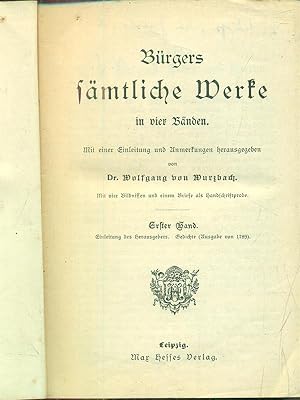 Seller image for Burgers samtliche Werke in vier Banden Erster Band for sale by Librodifaccia