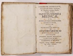 Bild des Verkufers fr Institutiones medicae. Cum praefatione nova de studio medicodifficili, sed jucundo Johannis Philippi Ph. Burggravii. zum Verkauf von Antiq. F.-D. Shn - Medicusbooks.Com