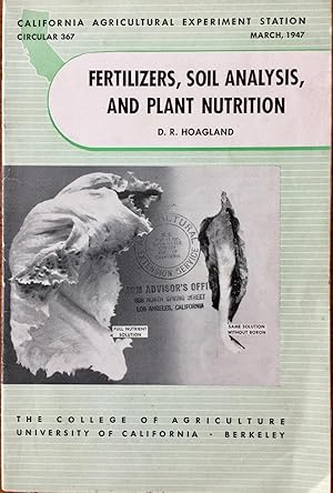 Image du vendeur pour Fertilizers, soil analysis and plant nutrition (Circular / University of California, College of Agriculture, Agricultural Experiment Station) mis en vente par Epilonian Books