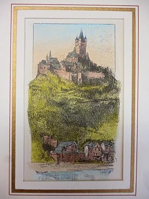 Orig. kolorierter Holzstich - Le Burg de Kochem.