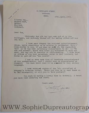 Collection of a Typed Letter and an Autograph signed to 'Dear Tom' (Heron) (Dorothy L., 1893-1957...