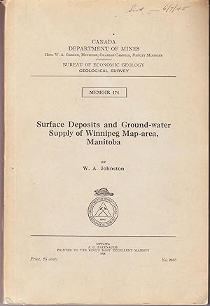 Surface Deposits and Ground Water Supply of Winnipeg Map Area, Manitoba