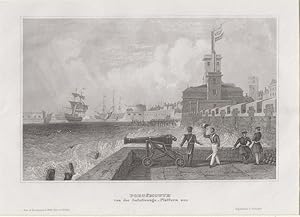 Orig. Stahlstich - Portsmouth von der Salutirungs Platform aus.