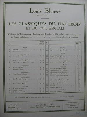 MOZART W. A. Quatuor en La Andante Hautbois Piano 1947?