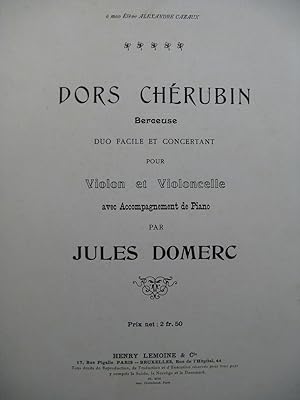 Seller image for DOMERC Jules Dors Chrubin Berceuse Violon Violoncelle Piano ca1905 for sale by partitions-anciennes