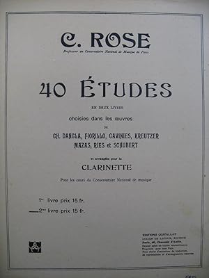 Seller image for ROSE Cyrille 40 Etudes 2e Livre Clarinette seule 1946 for sale by partitions-anciennes