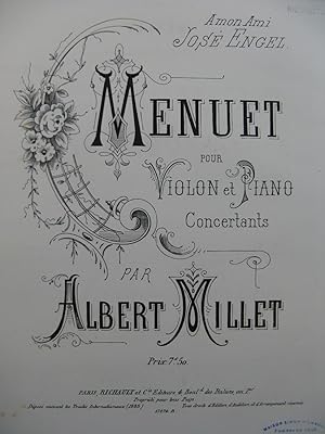 MILLET Albert Menuet Violon Piano 1885