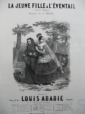 Seller image for ABADIE Louis La Jeune Fille  l'Eventail Chant Piano ca1860 for sale by partitions-anciennes