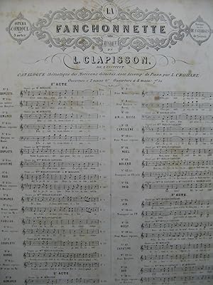 Bild des Verkufers fr CLAPISSON Louis La Fanchonnette No 2 bis Romance Chant Piano XIXe zum Verkauf von partitions-anciennes