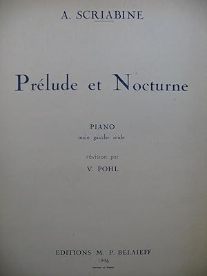 Bild des Verkufers fr SCRIABINE Alexandre Prlude et Nocturne Piano 1946 zum Verkauf von partitions-anciennes