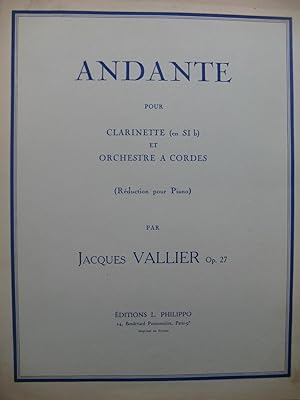 VALLIER Jacques Andante Clarinette Piano