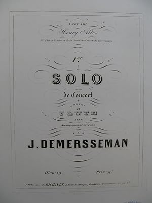 DEMERSSEMAN Jules Solo No 1 op 19 Flûte Piano ca1835