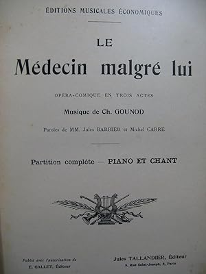 GOUNOD Charles Le Médecin malgré lui Opéra Piano Chant XIXe