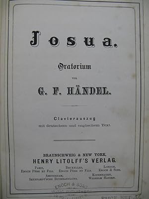 HAENDEL G. F. Josua Oratorium Chant Piano XIXe