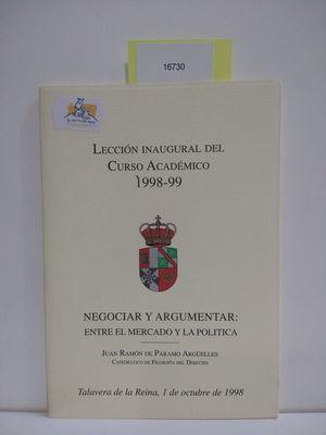 Imagen del vendedor de LECCIN INAUGURAL DEL CURSO ACADMICO 1998-99 (CON TU COMPRA COLABORAS CON LA ONG "ARCA DE NO") a la venta por Librera Circus