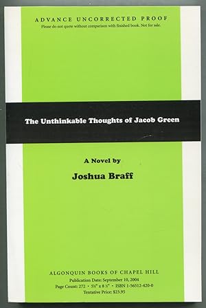 Bild des Verkufers fr The Unthinkable Thoughts of Jacob Green zum Verkauf von Between the Covers-Rare Books, Inc. ABAA