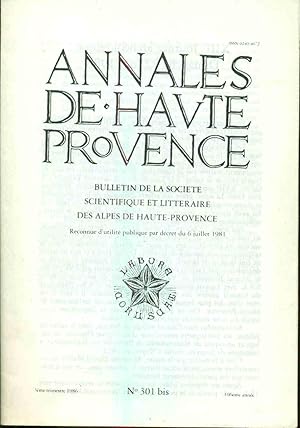 Annales de Haute Provence .Bulletin de la Société scientifique et littéraire de Haute-Provence.NO...