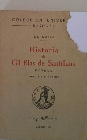 HISTORIA DE GIL BLAS DE SANTILLANA - TOMO III Y ÚLTIMO