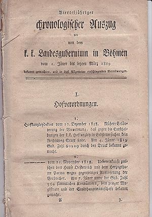 Vierteljähriger chronologischer Auszug der von dem k.k. Landesgubernium in Böhmen vom 1. Jäner bi...