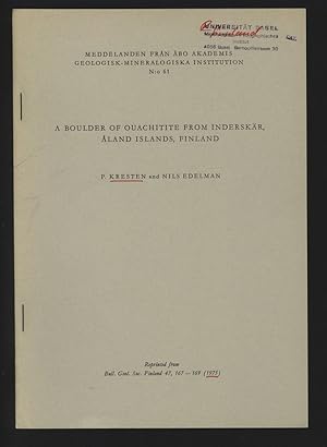 Imagen del vendedor de A Boulder of Ouachitite from Inderskr, Aland Islands, Finland Reprinted from Bull. Geol. Soc. Finland 47, 167-169 (1975). a la venta por Antiquariat Bookfarm