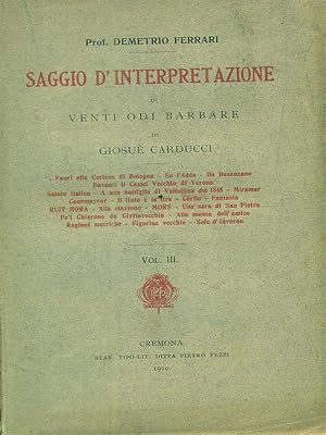 Immagine del venditore per Saggio d'interpretazione vol III venduto da Librodifaccia