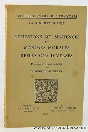 Seller image for Rflexions ou sentences et maximes morales. Reflexions diverses. for sale by Emile Kerssemakers ILAB