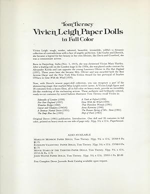 1981, Trade Paperback Vivien Leigh Paper Dolls by Tom Tierney Dover Celebrity Paper Dolls Ser. for sale online 