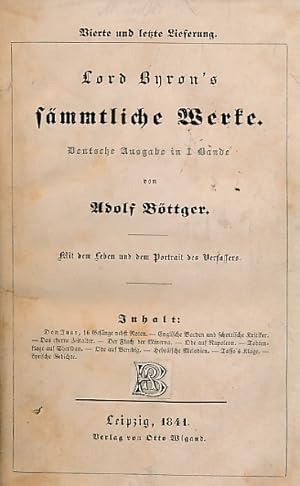 Imagen del vendedor de Lord Byron's Smmtliche Werke. Deutsche Ausgabe in 1 Bande. Part 2 only a la venta por Barter Books Ltd