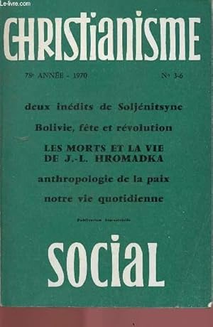 Seller image for CHRISTIANISME SOCIAL N3-6 : 78E ANNEE - 1970 for sale by Le-Livre