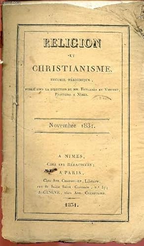 Bild des Verkufers fr RELIGION ET CHRISTIANISME - RECUEIL PERIODIQUE - NOV 1831 zum Verkauf von Le-Livre