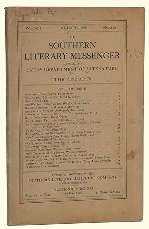 Bild des Verkufers fr The Southern Literary Messenger, Volume I, Number 1 (January, 1939) zum Verkauf von Cat's Cradle Books
