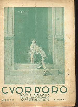 CUOR D'ORO, rivista per ragazzi - 1924 - numero 21 del 01 NOVEMBRE 1924 - ANNO TERZO (copertina a...