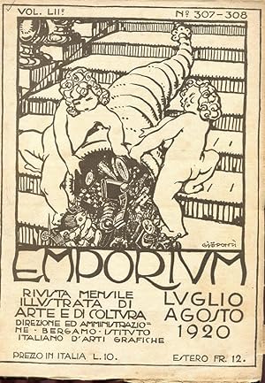 EMPORIUM 1920 - numero 307-308 del LUGLIO-AGOSTO 1920 - in copertina disegno originale a colori d...