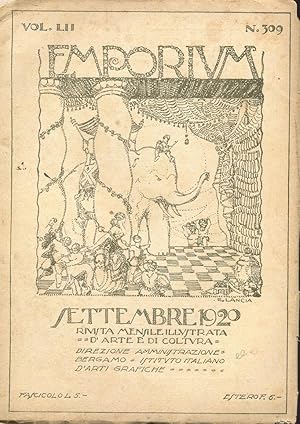 EMPORIUM 1920 - numero 309 del SETTEMBRE 1920 - in copertina disegno originale a colori dI E. LAN...