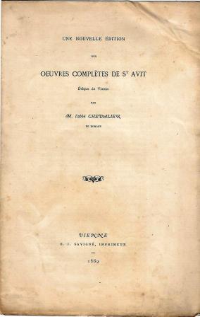 Seller image for Une nouvelle dition des  uvres compltes de St Avit for sale by LES TEMPS MODERNES
